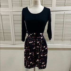 DKNY Black and Red Patterned Dress in new condition